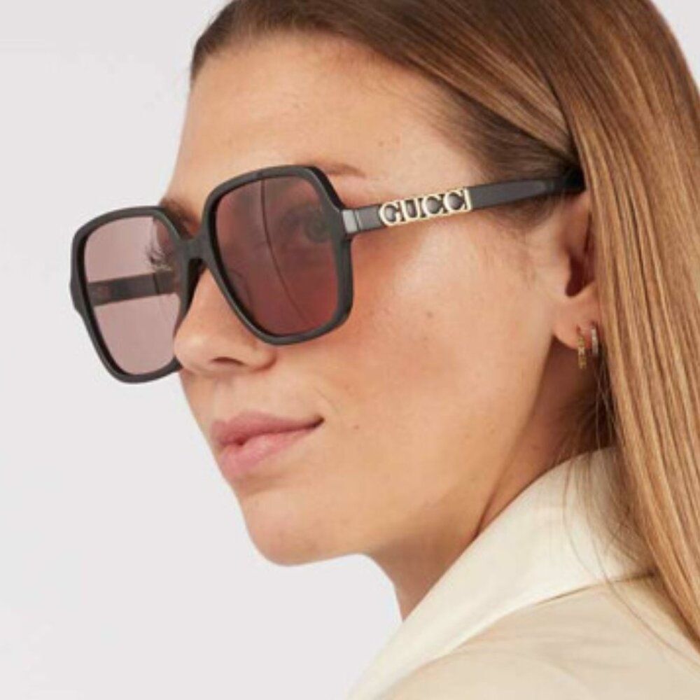 SALE! NEW Gucci GG1189S 005 Violet Brown Square Oversized Women Sunglasses